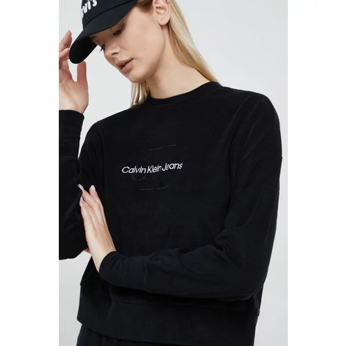 Calvin Klein Jeans Bluza ženska, črna barva,