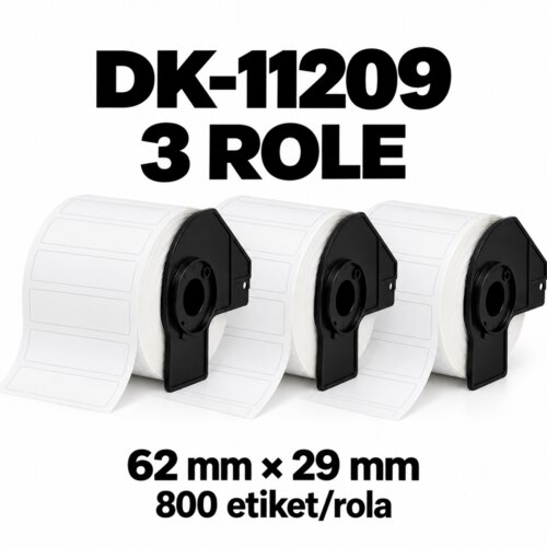  Komplet 3 rol kompatibilnih etiket Brother DK-11209, 62 × 29 mm – 2400 etiket Cene