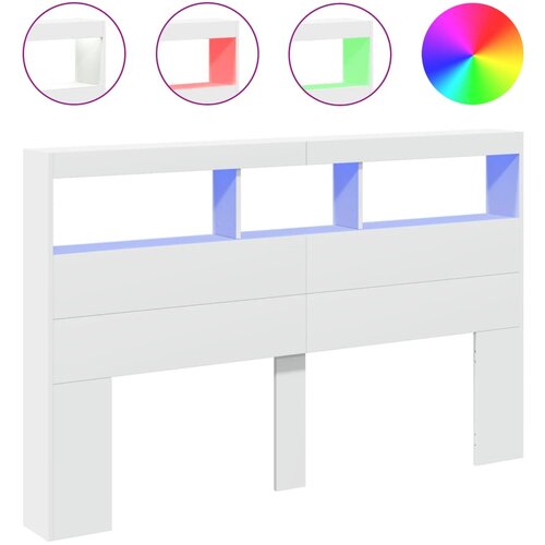 Maison Chic posteljno vzglavje - vzglavna omarica - nočna omarica led bela 160x17x102 cm, (21704144) Slike