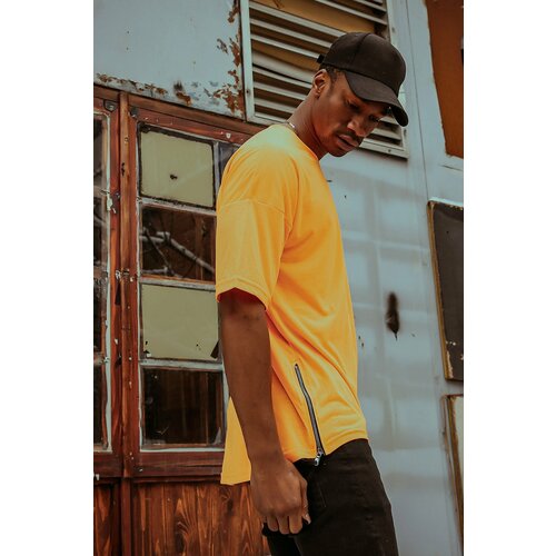 XHAN Orange Zippered Oversized T-shirt 1x1-44586-11 Cene