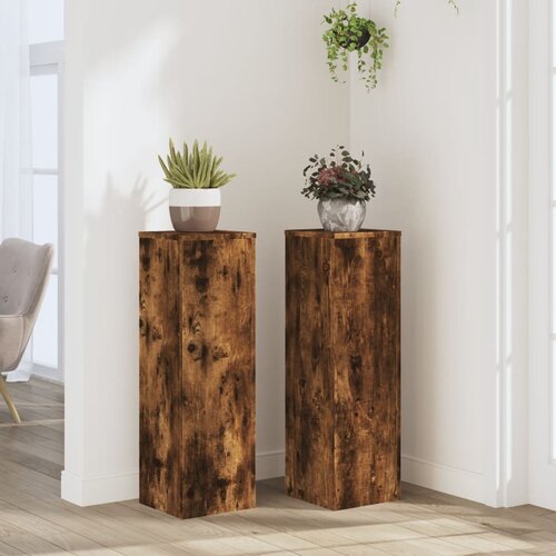 vidaXL Stojalo za rastline 2 kosa dimljeni hrast 25x25x80 cm inž. les Cene