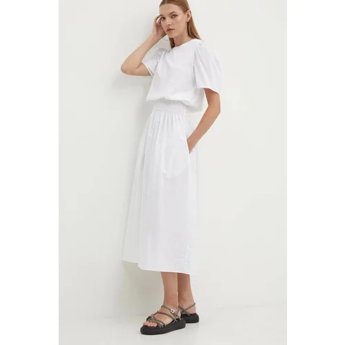Desigual Pamučna haljina OMAHA boja: bijela, maxi, širi se prema dolje, 24SWVW67