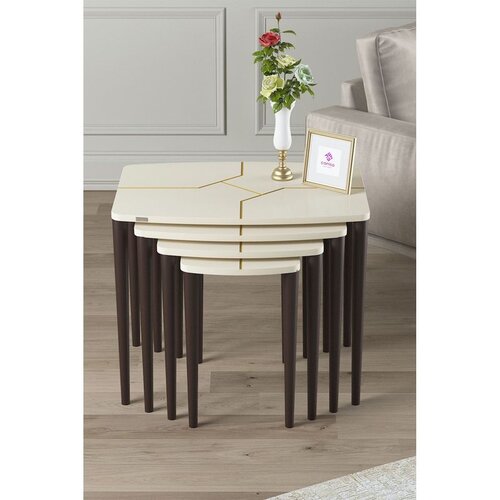 Hanah home set od 4 umetnutih stočića Lyon, krem / orah Cene
