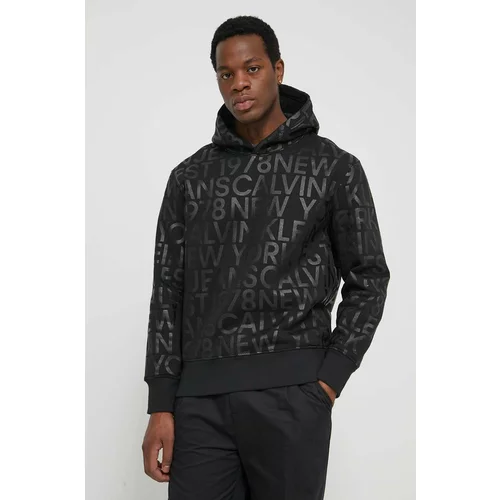 Calvin Klein Jeans Dukserica za muškarce, boja: crna, s kapuljačom, s uzorkom