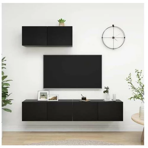  TV omarice 3 kosi črna iverna plošča