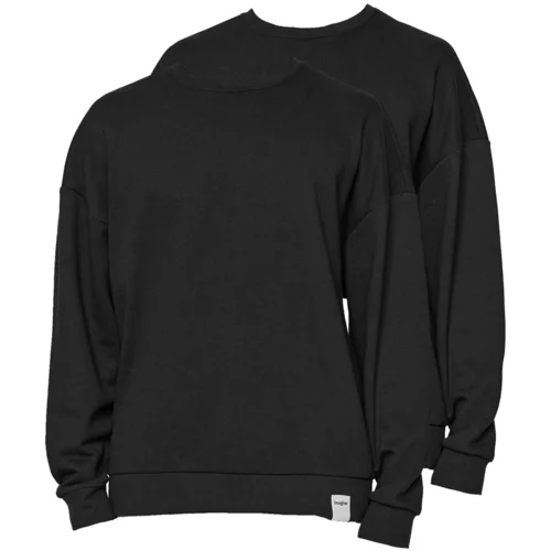 Trendyol Black-Grey Men's 2-Pack Basic Oversized/Wide-cut Crew neck Sweatshirt with Fleece Label, inside.