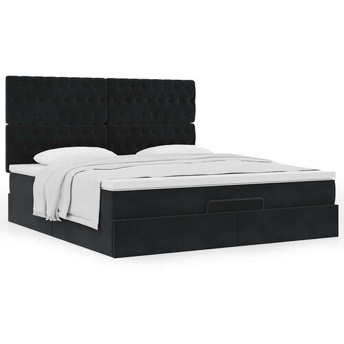 vidaXL Otomanski posteljni okvir z vzmetnicami črn 180x200cm žamet Cene