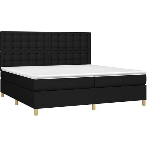  Krevet s oprugama i madracem crni 200x200 cm od tkanine Slike