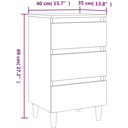  Noćni ormarići s drvenim nogama 2 kom boja hrasta 40x35x69 cm Slike