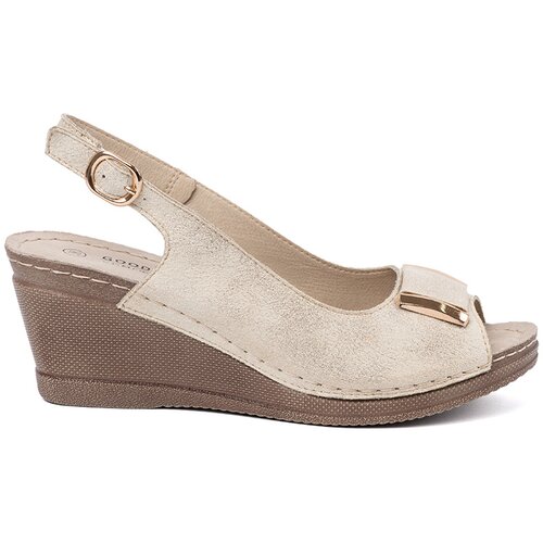 GOODIN Women&amp;#039;s gold wedge sandals Slike