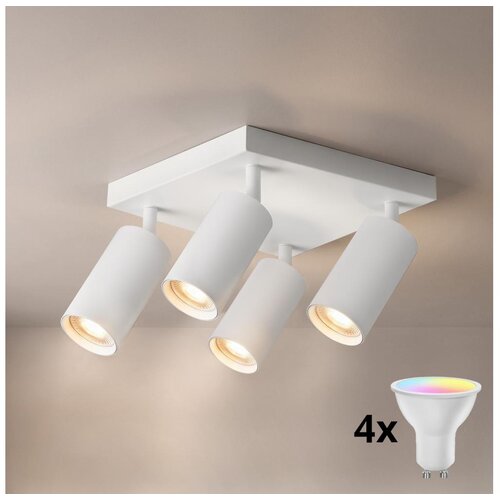 Brilagi LED RGBW prigu&amp;scaron;iva spot svetiljka SELE SQUARE 4xGU10/6,5W/230V bela Slike