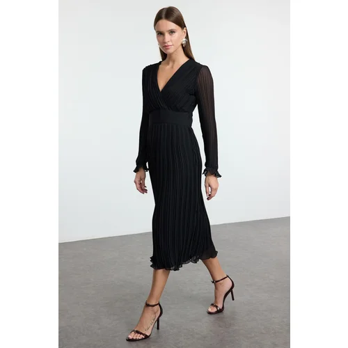 Trendyol Black Belted Plain Maxi Woven Dress