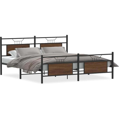 VidaXL metalni okvir kreveta bez madraca smeđa boja hrasta 180x200 cm Slike