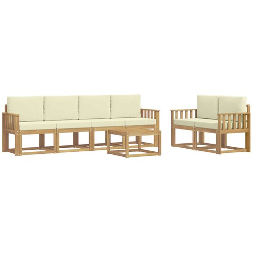 vidaXL Zunanja garnitura za sedenje z blazino 7 pcs Bela in krem, (5000281081) Cene