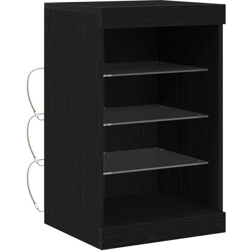  Komoda s LED svjetlima Crna hrastovina 41x37x67 cm Slike