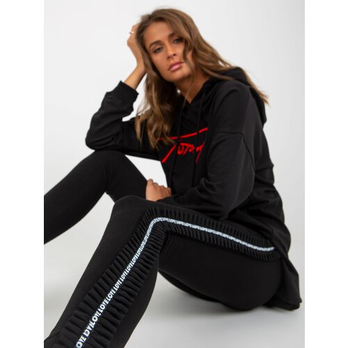 Fashion Hunters Black casual leggings with lettering on the sides Cene
