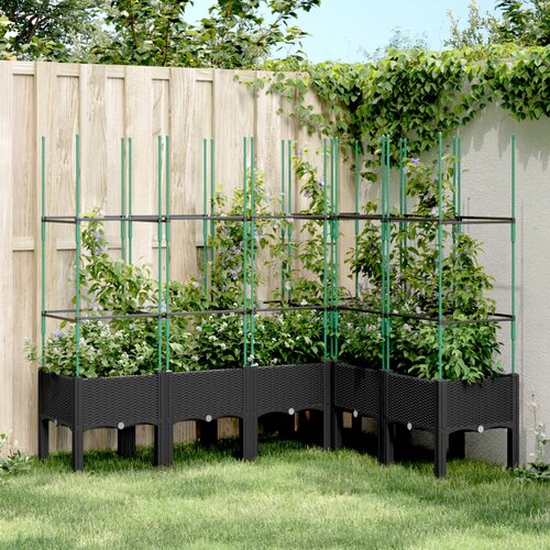 VidaXL Cvetlično korito z oporno mrežo črno 160x120x142,5 cm PP Slike