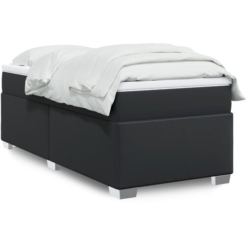 vidaXL Box spring postelja z vzmetnico črna 80x200 cm umetno usnje Cene