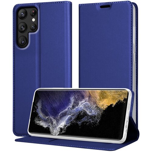 Cadorabo Ohi&scaron;je, združljiv s Samsungom v elegantno temno modri - za&scaron;čitni pokrov z magnetnim zapiranjem, stoječo funkcijo in režo za kartico, (20694335) Cene