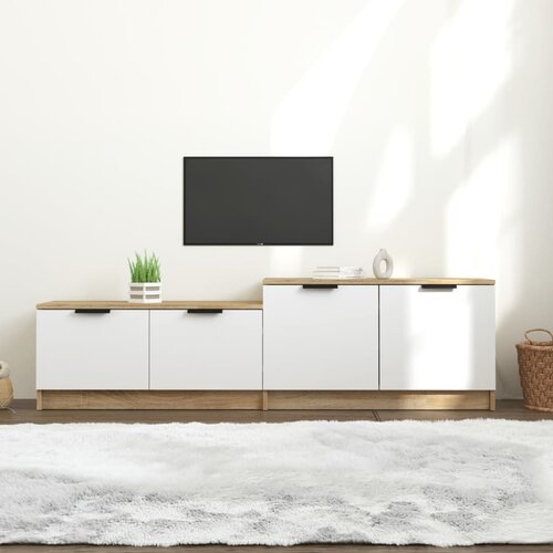 Furnova TV omarica bela in sonoma hrast 158,5x36x45 cm konstruiran les, (21922989) Slike