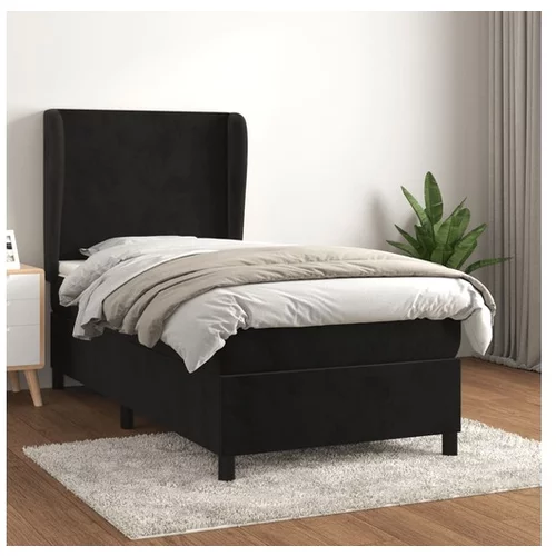 vidaXL Box spring postelja z vzmetnico crna 90x200 cm zamet