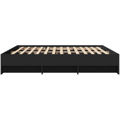  Okvir za krevet crni 200 x 200 cm konstruirano drvo Slike