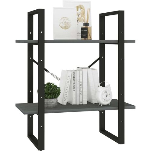 VidaXL Knjižna omara 2-nadstropna siva 60x30x70 cm trdna borovina Slike