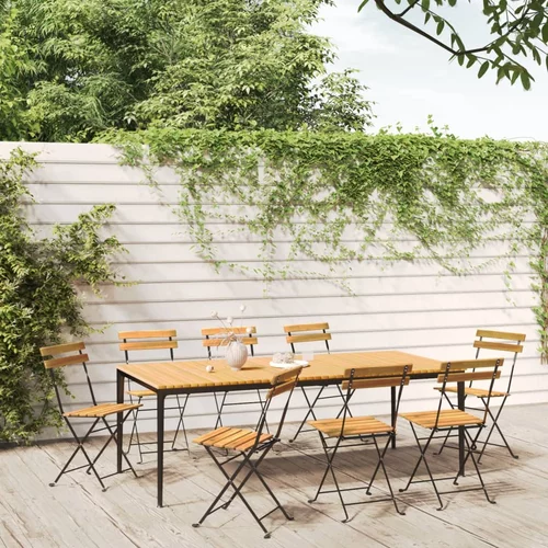 vidaXL Zložljivi vrtni stoli 8 kosov jeklo in trden akacijev les