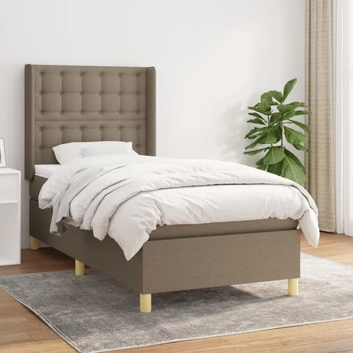  Krevet s oprugama i madracem smeđesivi 90x200 cm od tkanine