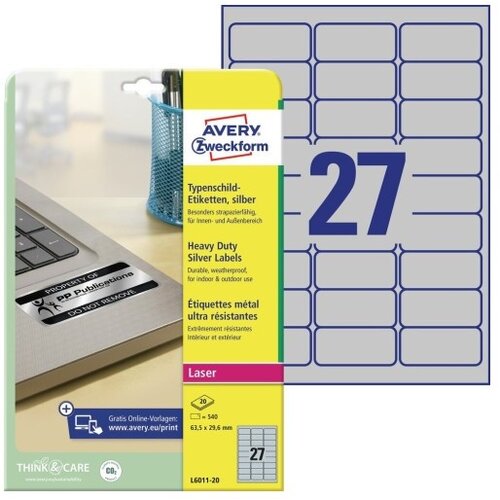 Zweckform Etikete zweckform l6011 63,5x29,6mm 1/20 srebrna Cene
