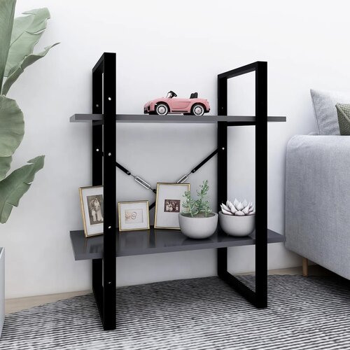 VidaXL Ormarić za knjige s 2 razine sivi 60 x 30 x 70 cm od iverice Slike