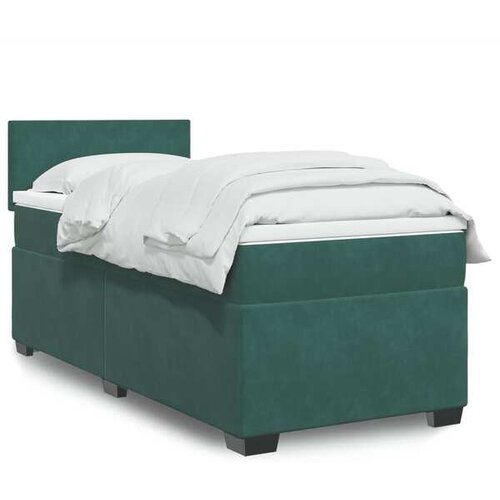 VidaXL Box spring postelja z vzmetnico temno zelena 100x200 cm žamet Slike