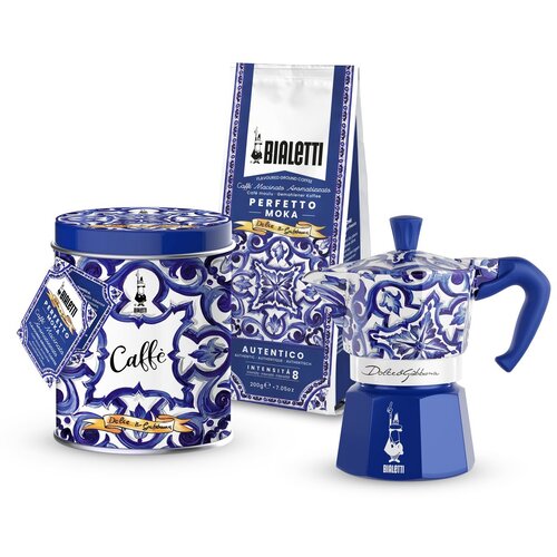 Bialetti Dolce&Gabbana Mediterrean blue Moka Express,za 3 skodelice + Perfetto Moka Autentico mleta kava Cene