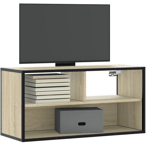  TV ormarić Sonoma hrast 80x31x39,5 cm Konstruirano drvo i metal Slike