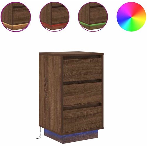 Maison Chic Nočna omarica - Nočna miza z LED svetili rjavega hrasta 38x34x65 cm, (21688884) Cene