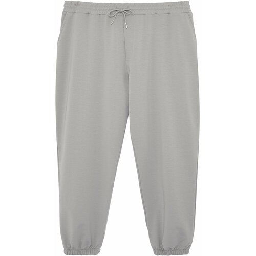 Trendyol Large Size Gray Men's Oversize Comfortable 100% Cotton Sweatpants Slike