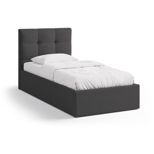 Micadoni Antracitno sivi tapecirani krevet s prostorom za odlaganje s podnicom 90x200 cm Phaedra &ndash; Cijene