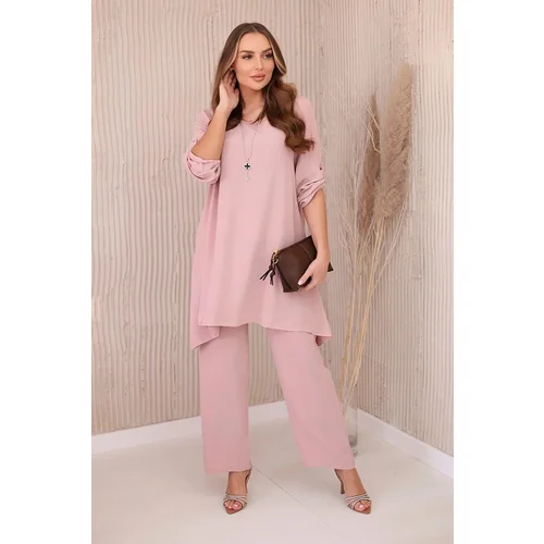 Kesi Set blouse + trousers with pendant powder pink