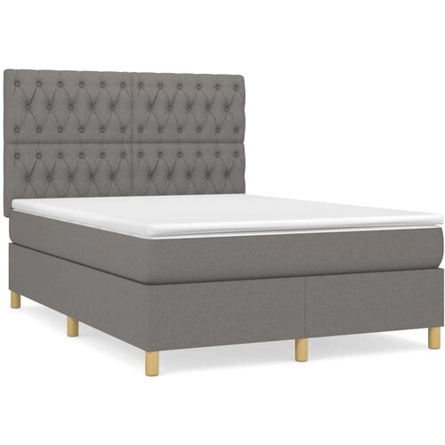  Krevet s oprugama i madracem tamnosivi 140x190 cm od tkanine Slike