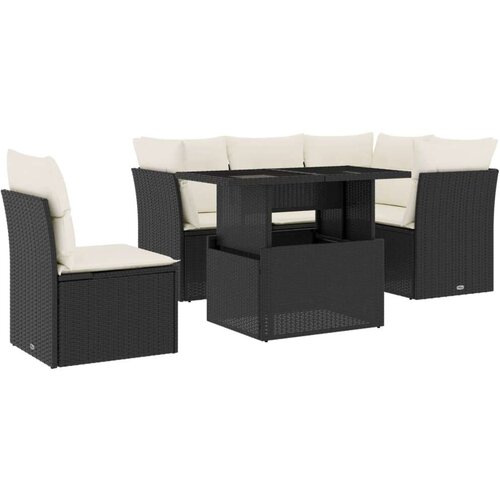 6-dijelni set vrtnih sofa s jastucima crni od poliratana Slike