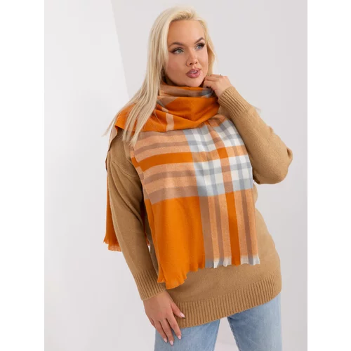 Fashion Hunters Dark orange and gray scarf with print