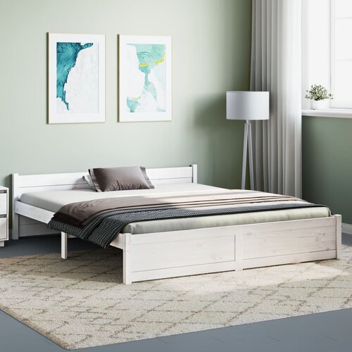 Furnova Posteljni okvir bel iz trdnega lesa 150x200 cm, (21934700) Slike