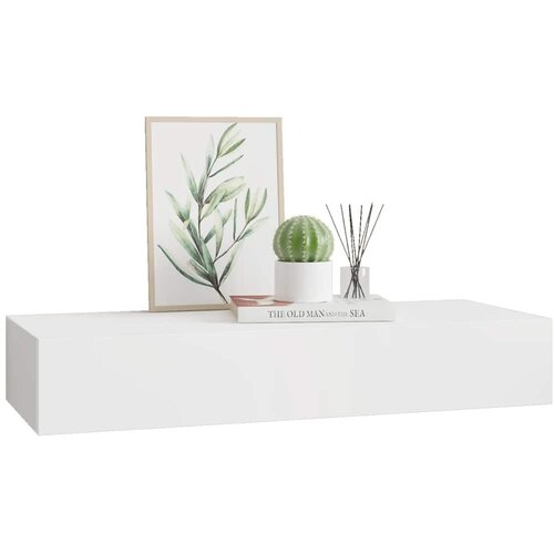  Zidna polica s ladicom bijela 60 x 23,5 x 10 cm MDF Slike