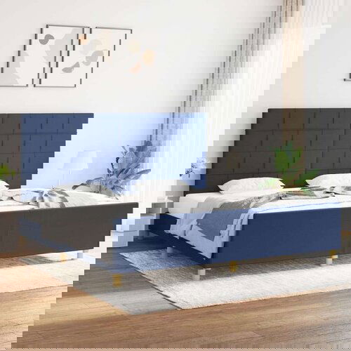 Okvir za krevet s uzglavljem plavi 200 x 200 cm od tkanine Slike