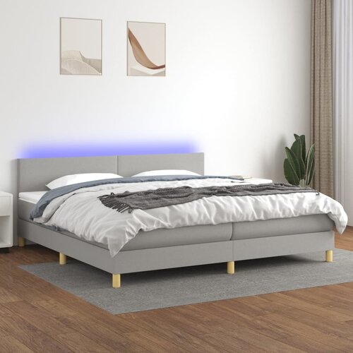 The Living Store Box spring postelja z vzmetnico LED sv. siva 200x200 cm blago - Box Spring Postelja, (21515634) Cene