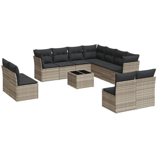  12-dijelni set vrtnih sofa poliratan s jastucima svijetlosivi Slike