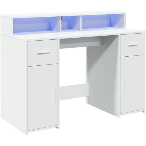  Radni stol LED bijeli 120 x 55 x 91 cm od konstruiranog drva Slike