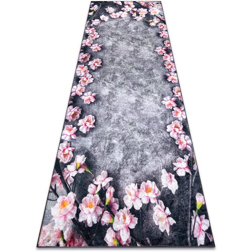 RugsX Preproge ANDRE 28170 pralna preproga Cvetovi protizdrsna - 80x200 cm Siva Cene