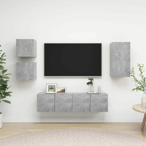  5-dijelni set TV ormarića siva boja betona od iverice