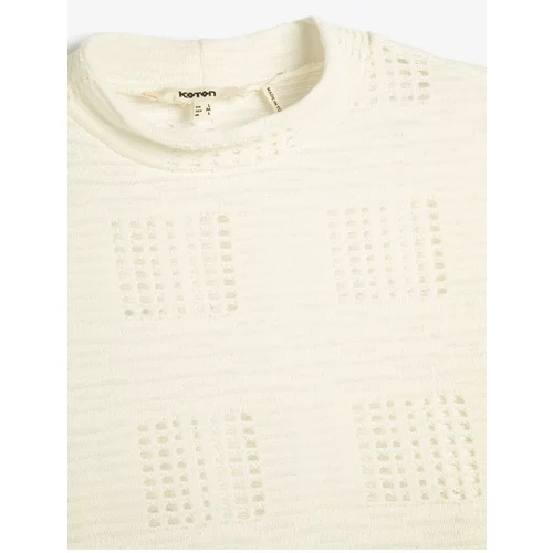 Koton Crop Sweatshirt with Openwork Long Sleeve